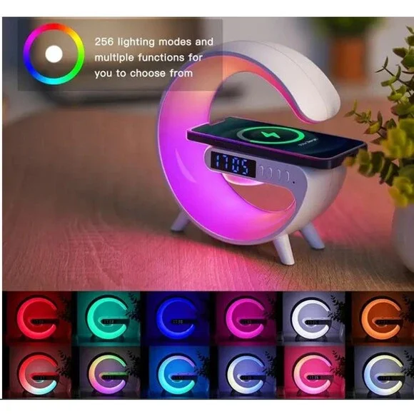 LED Desk Lamp Night Light Wireless Charger Alarm Clock w/Bluetooth Speaker 15W - Picture 1 of 10
